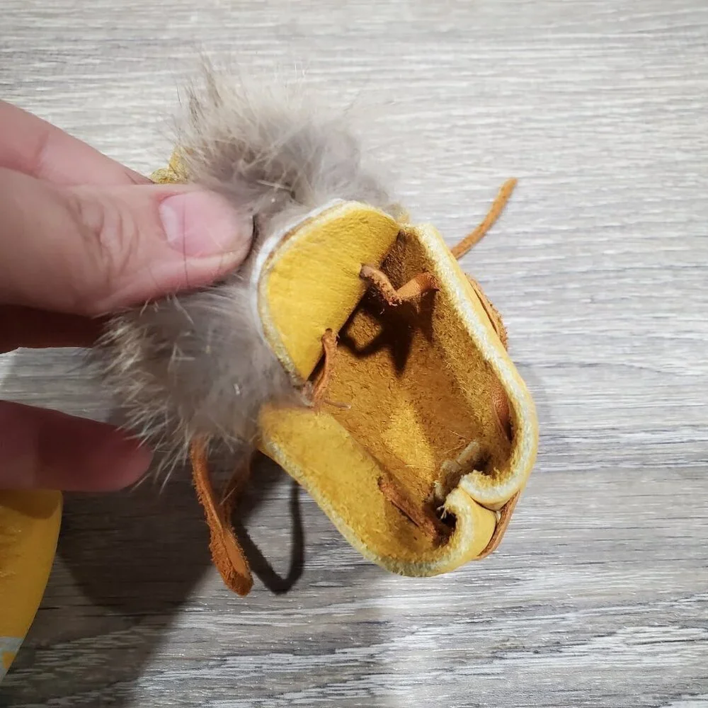 Newborn Baby Yellow Leather Rabbit Hair Moccasins Outdoor Minnesota Shoes